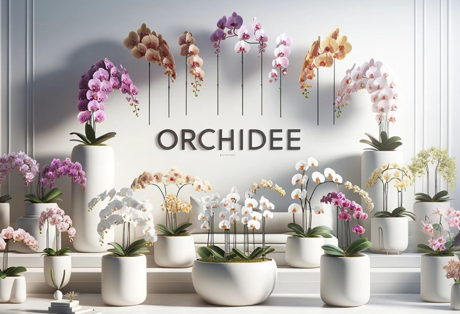 Prachtige orchideeën collectie voor een luxueus interieur.